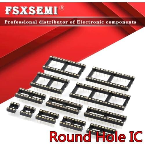 200pcs Round Hole IC socket Connector DIP 6 8 14 16 18 20 24 28 40 pin Sockets DIP6 DIP8 DIP14 DIP16 DIP18 DIP20 DIP28 DIP40 pin