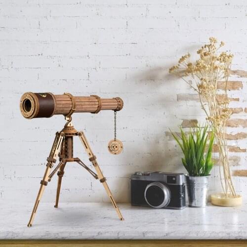 314pcs DIY Wooden Model Building Kits Telescopic Monocular Assembly Toy Gift for Children Adult Handcrafts Ornaments