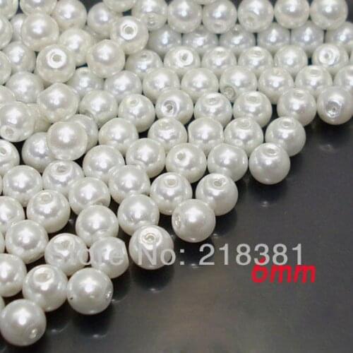 500pcs White Glass Pearl Loose Spacer Beads For DIY Garment Accessories 6mm A00734