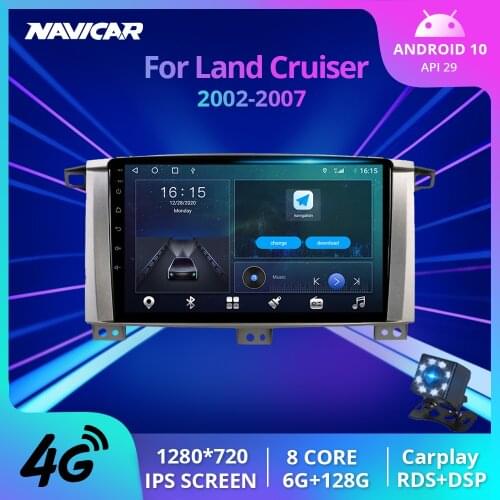 2Din Android10 Car Radio For Toyota Land Cruiser LC 100 2002-2007 Stereo Receiver GPS Navigation Car Video Car Multimedia Player