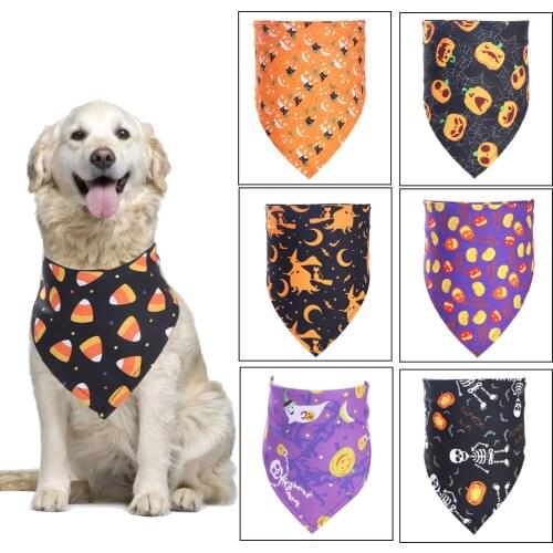 1 Pcs Halloween Dog Bandana Cotton Scarf Bib Grooming Accessories Bandage Collar for Small Medium Large Pet Fashion Design