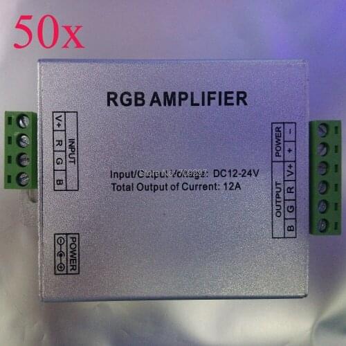 FREE DHL/FEDEX 50pcs/lot,12V/24V 12A LED RGB Amplifier Controller Signal Amplifier for 3528/5050 SMD RGB LED Strip 9866689