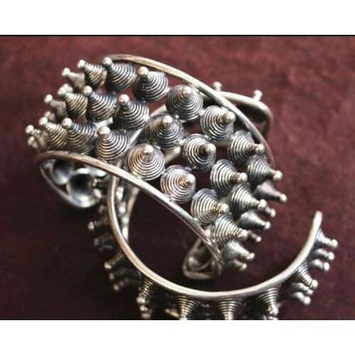 Free Shipping National characteristics Handmade Miao Silver Bracelet Pair #08^^@^NEW style Fine jewe Noble Natural FREE SHIPPIN