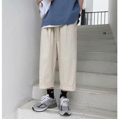 Streetwear Mens Korean Fashion Pants Wide Leg Jogger 2021 Men Khaki Brown Black Loose