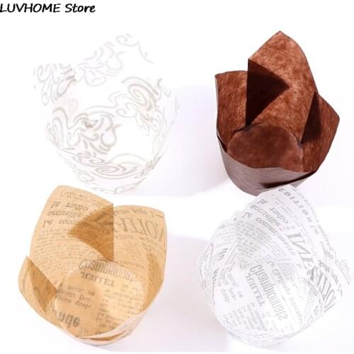 Tulip Cupcake Paper Cases 50pcs Cupcake Paper Cups Oilproof Muffin Cupcake Paper Cups Paper Form For Cupcakes Bakeware Cake Tool