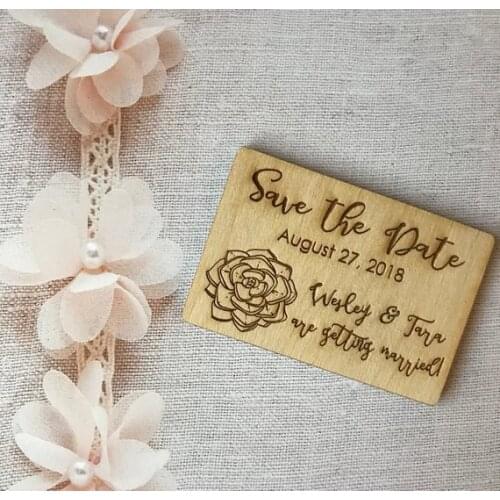 Wooden Save The Date, Rustic Wedding Wooden Save The Date Magnet, Wooden Magnets