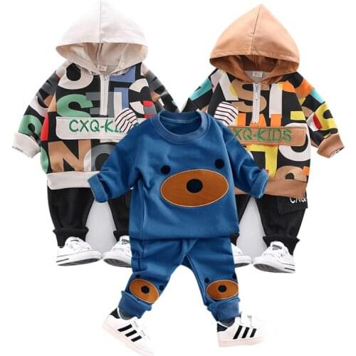 Children Clothing 2017 Autumn Winter Girls Boys Clothes Cartoon bear T shirt Pants 2pcs Kids Sport Suit Baby Boy Clothing Sets
