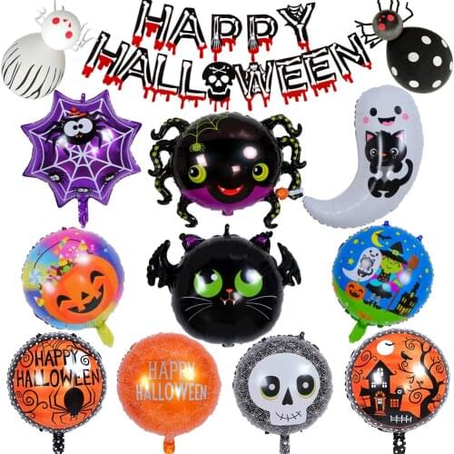Childrens Halloween Party Decoration Globos Wholesale 18 Inch Round Shaped Skull Decoration Balloons