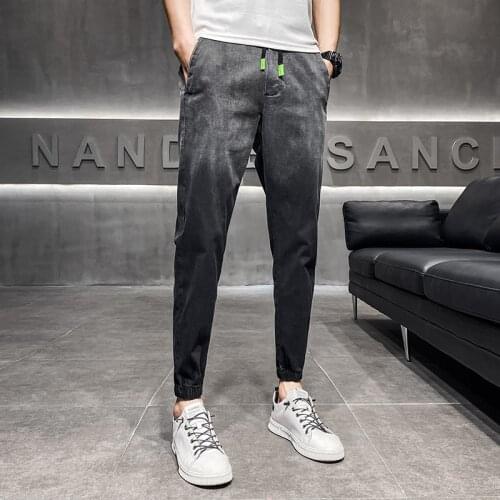 Fashion 2021 Summer Ankle Length Thin Men Casual Jeans Simple All Match Slim Fit Black Denim Pants Hip Hop Trousers Streetwear