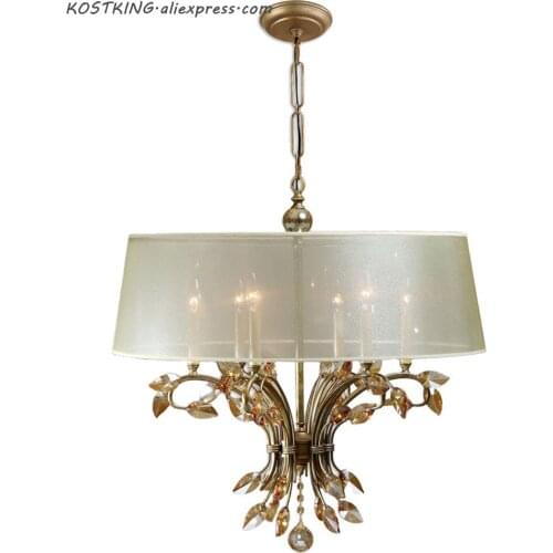Europen style gold crystal chandelier living lamp AC110V 220v lustre cristal bedroom lights