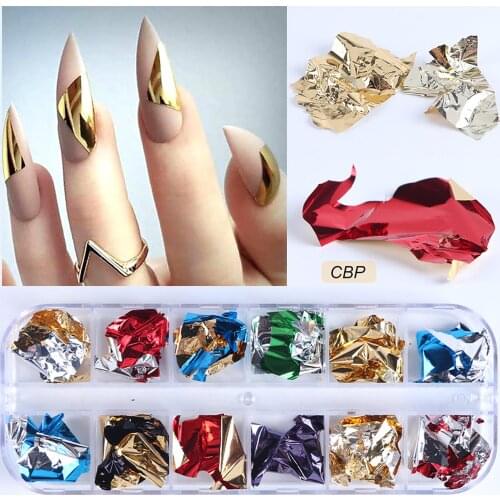 UV Gel Polish Paillette Decor Foil Sequins Nail Sequins Irregular Flakes Shiny Paper Fashion Nail Glitter Powder for Home