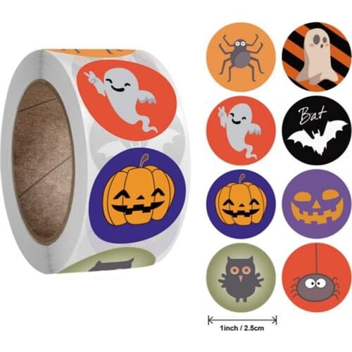 Hot sale 500Pcs/Roll Halloween Pumpkin Decor Labels Seal Stickers DIY Gift Paper Sticker