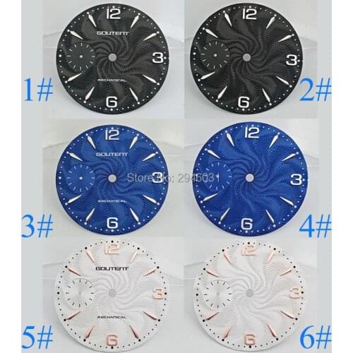 Goutent 36.8mm Blue/White/Black watch dial fit eta 6497,Seagull st36 hand winding mechanical mens High quality Casual watch