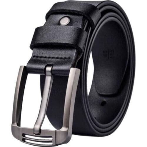 Ke Meiqi Mens Leather Luxury Brand Belt High Quality Alloy Pin Buckle Mens Business Retro Youth with Jeans New Belt Cowskin