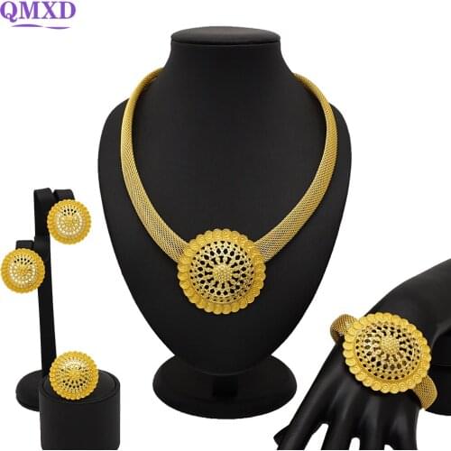 Women Bridal Fine Crystal African Beads Jewelry Sets For Wedding Party Dress Accessories Set Earrings Pendants Necklace Rings