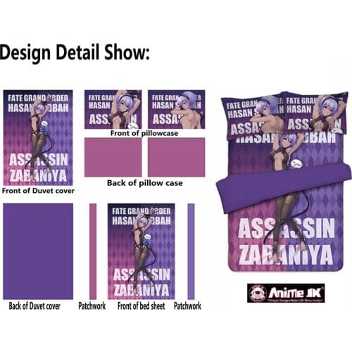 Anime JK Bedding Sets Fate Grand Order Hasan Sabbah Assassin Zabaniya Comforter Set Sheet Quilt Cover Pillowcase FGO Home Decor