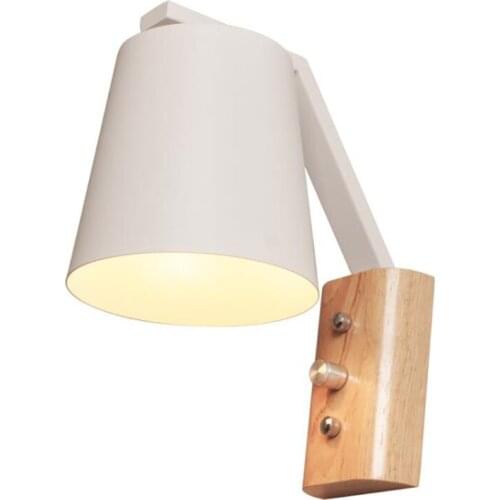Creative solid wood wall mounted lamp, modern simple lamp led, wooden bedroom bedside corridor hotel staircase aisle Iron lamp