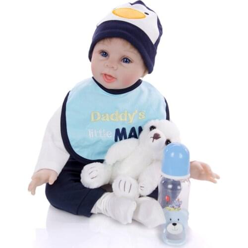 Cute reborn boy baby doll 22inch 55cm fashion silicone reborn baby dolls toys gift bebe reborn menino boneca toddler doll