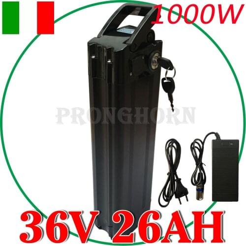 EU US No Tax 36V 8Ah 9Ah 10Ah 12Ah 13Ah 15Ah Silver Fish Lithium Battery 36V 250W 500W EBike Battery with 20A BMS 2A Charger