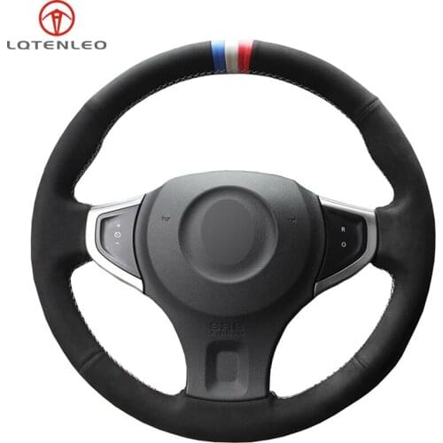 LQTENLEO Black Suede Hand Sew Car Steering Wheel Cover For Renault Koleos 2009-2014 Samsung QM5