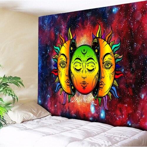 Ombre Sun Moon Mandala Tapestry Wall Hanging Celestial Wall Tapestry Hippie Wall Carpets Dorm Decor Psychedelic Tapestry Galaxy