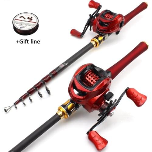 New Rod and Reel Combination, Red Fishing Rod and Reel Combination, Bait Fishing Rod and Casting Reel, Trout Rod 1.8m-2.7m