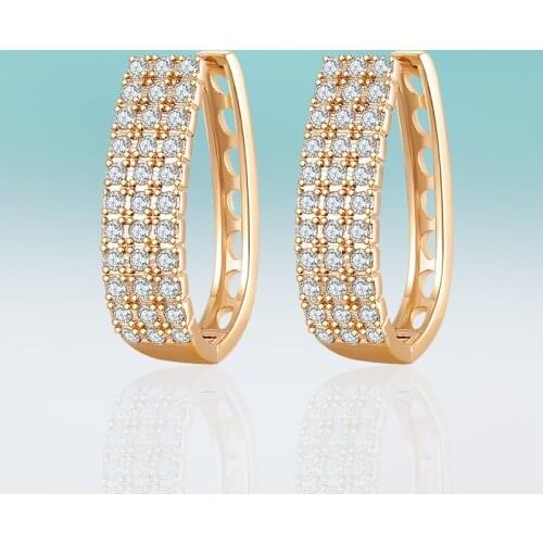 New Simple Hollow Stud Earrings Multiple Three Rows Cubic Zirconia Gold/Silver Color Korean Earrings for Women Jewelry Gifts