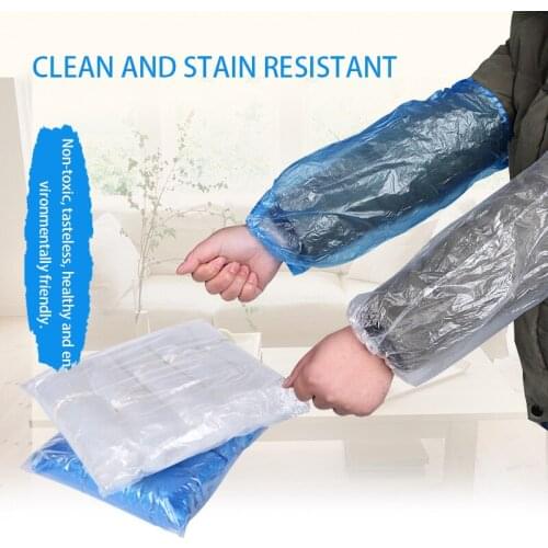 100PCS/Lot Disposable Arm Sleeves Covers, Plastic Clear Arm Sleeves Protector Waterproof Oilproof for Painting, Repair, Cleaning