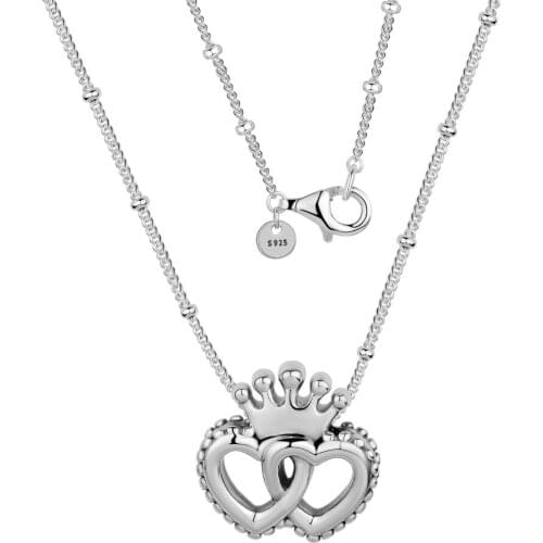 GPY Necklaces United Regal Hearts Necklace Sterling Silver 925 Jewelry Women Collare Mujer Naszyjnik Colar Joyas de Plata