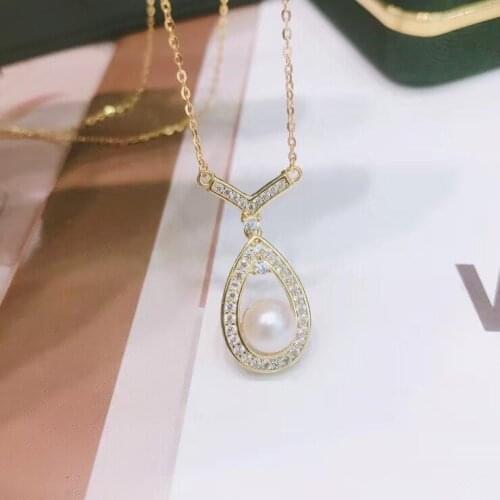 Charm Style 925 Sterling Silver Necklace Set Findings Jewelry Settings Mountings Parts for Akoya Edison Pearls, Coral, Jade