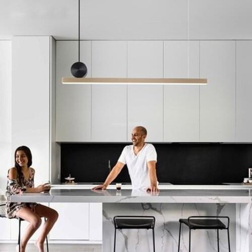 Geometric line pendant lamps restaurant Nordic post-modern designer long table dining room light luxury copper pendant light