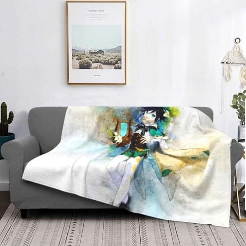 Venti Genshin Impact Blanket Flannel All Season Anime Style Multi-function Warm Throw Blankets for Sofa Car Plush Thin Quilt