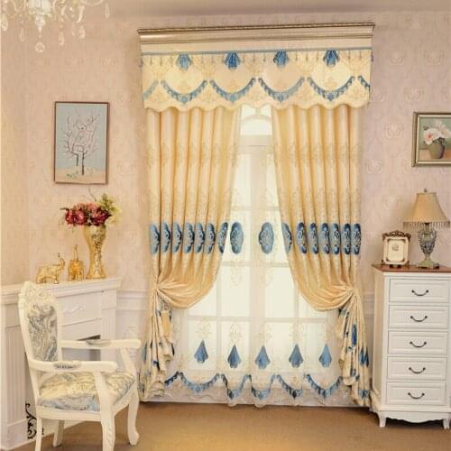 European and American luxury embroidered villa curtains for living room windows classic royal custom bedroom kitchen curtains