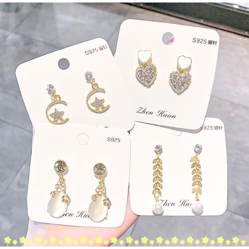 INS Girl Simple Round Hoop Rhinestone Butterfly Tassel Geometric Earrings Needle Steel Stud Earrings Temperament Earrings