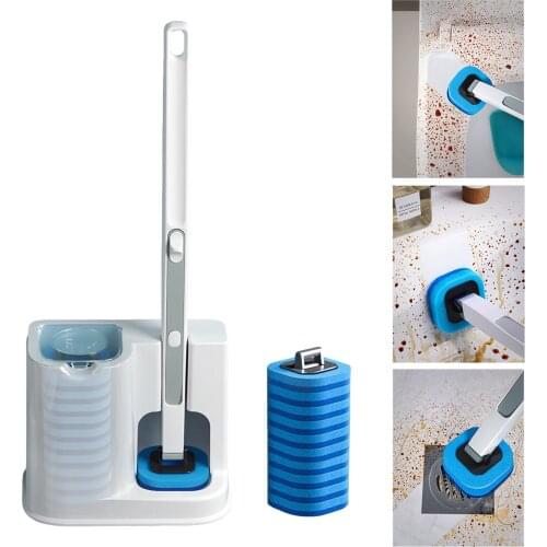 Disposable Bathroom Toilet Brush Cleaner With Long Handle No Dead Corner Cleaning Brush Replacement Brush Head And Plunger Set