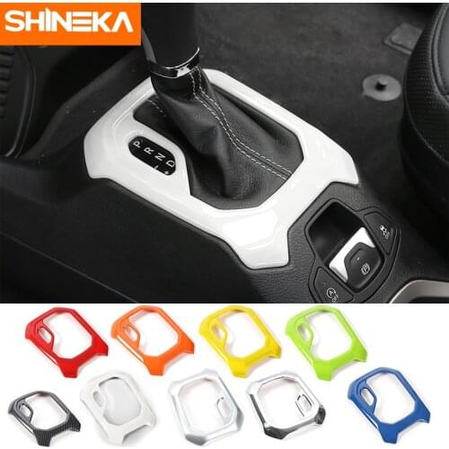 SHINEKA Car Styling ABS Gear Shift Knob Panel Decoration Cover Trim Frame Stickers for Jeep Renegade 2015-2016