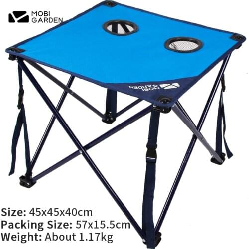 MOBI GARDEN Folding Mini Cloth Table 1.17kg Ultralight With Tabletop Cup Pocket Table Camping Outing Picnic Table Garden
