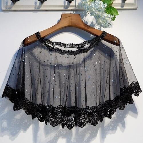 Bridal Wedding Cape Sequins Black Bolero Mariage Short Bolero Women Party Evening Dress Cape Wrap Shrug Wedding Accessories