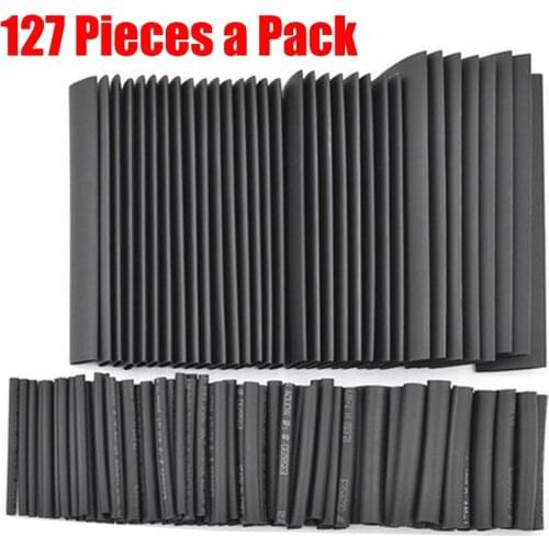 Tube Heat Shrink 127 PCS/Set Kit Black Insulation Sleeving Thermal Casing Car Electrical Cable Tube kits Heat Shrink