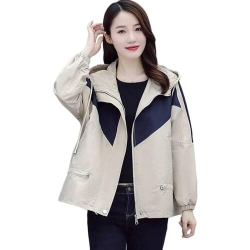 Spring Autumn Windbreaker Women 2021 New Fashion Windproof Overcoat Loose Hooded Baseball Uniform Casual Womens Trench Coats