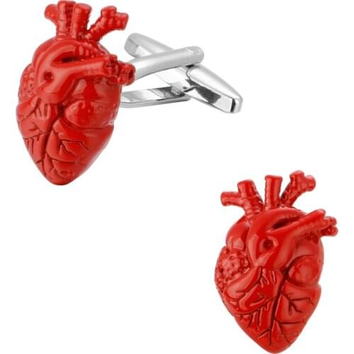 Mens shirts Cufflinks high-quality copper material Red heart Cufflinks 5 pairs of packaging for sale
