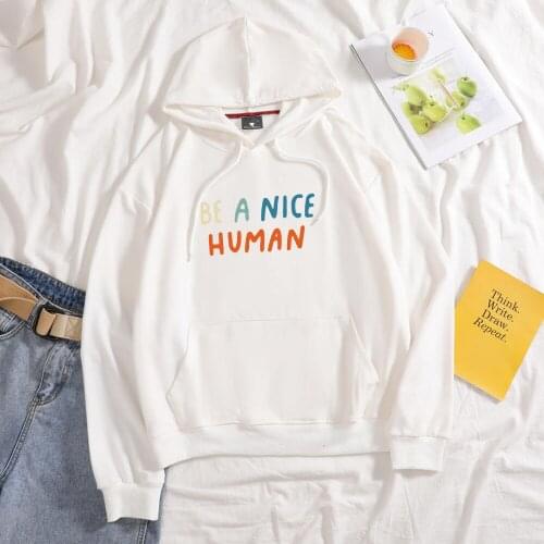 Autumn Letter Sweatshirt Cotton Hoodies Womens Casual White Top Fashion Hooded Sweatshirt Long Sleeve Print Graphic Jacket Women