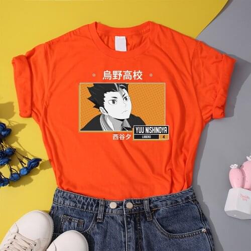 Japanese Anime Haikyuu Women T Shirts Cartoon Volleyball Club Manga Top Summer Casual Comfy Tee Shirt Urban Vogue Trend T-Shirt