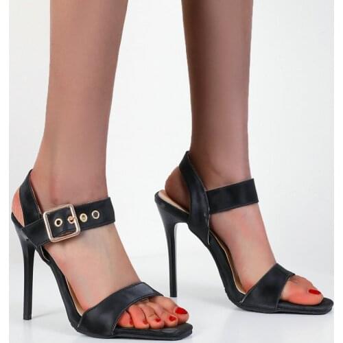 Women Summer Modern Sandals Fashion Buckle Open Toe Sandals Ladies Thin High Heel Party Womens Shoes Black Apricot