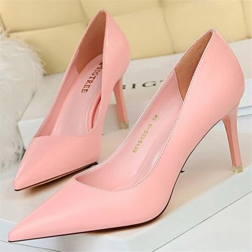 2021 Fashion Woman 7.5cm and 10.5cm High Heels Pink Wedding Bridal Scarpins Shoes Stripper Big Size Low Heel Office Blue Pumps