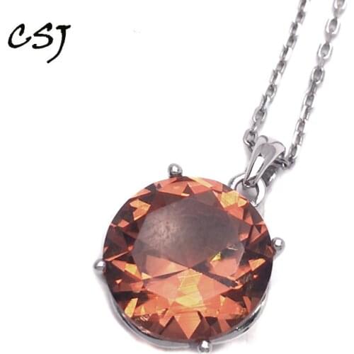 CSJ Simple Zultanite Pendant Sterling 925 Silver Round12mm Created Sultanite Color Change Fine Jewelry Women Party Wedding