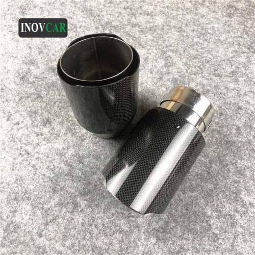 1pcs Car Accessories Top Quality 304 Stainless Steel Muffler Exhaust Tips For Universal Glossy Carbon Exhaust System Pipe
