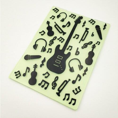 10.5x14.5cm guitar Embossing folders Plastic bump Scrapbooking DIY Template Fondant indentation Cake Photo Album Card Make