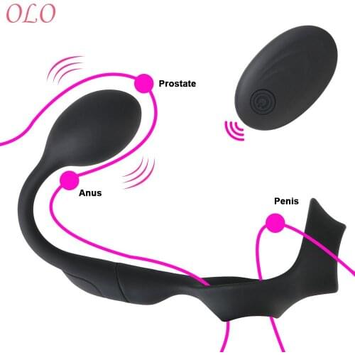 10 Speed Butt Plug Delay Ejaculation Ring Prostate Stimulator Male Prostate Massager Anal Plug Silicone Toy For Men Waterproof