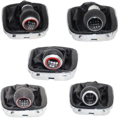 12MM 5/6 Speed chrome Leather Car Gear Shift Konb Gaiter Shifter Knob for VW POLO 6C 2011 2012 -2019 Car Styling Accessories